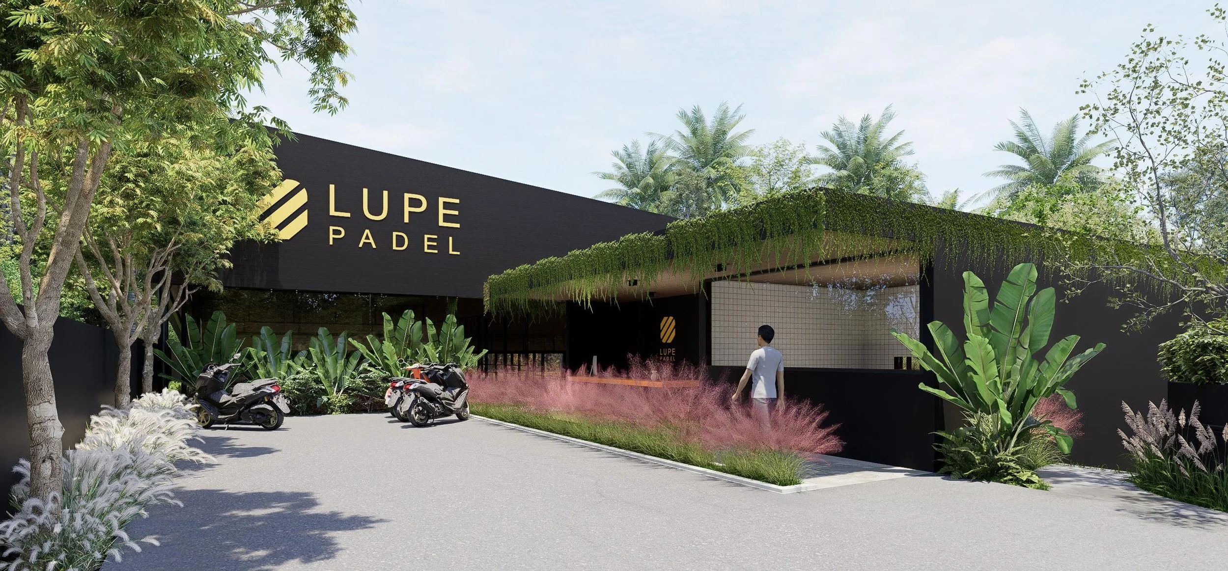 Project — green-roofed entrance